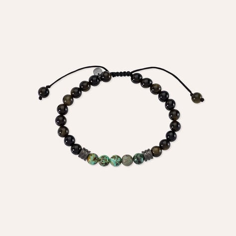 Bracciale Man Code Ottone Nero Turchese Ossidiana - Bracciali Uomo | Stroili