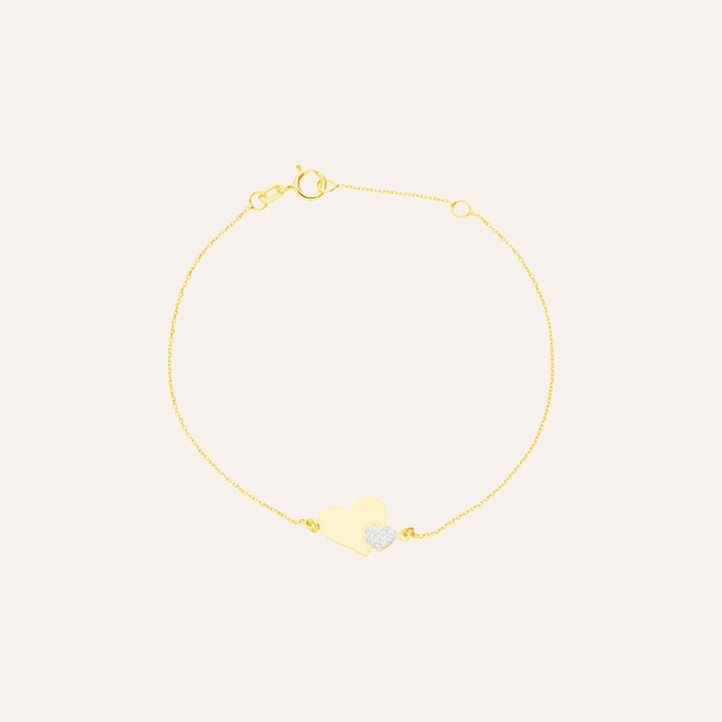 Bracciale in oro giallo e glitter con simbolo cuore