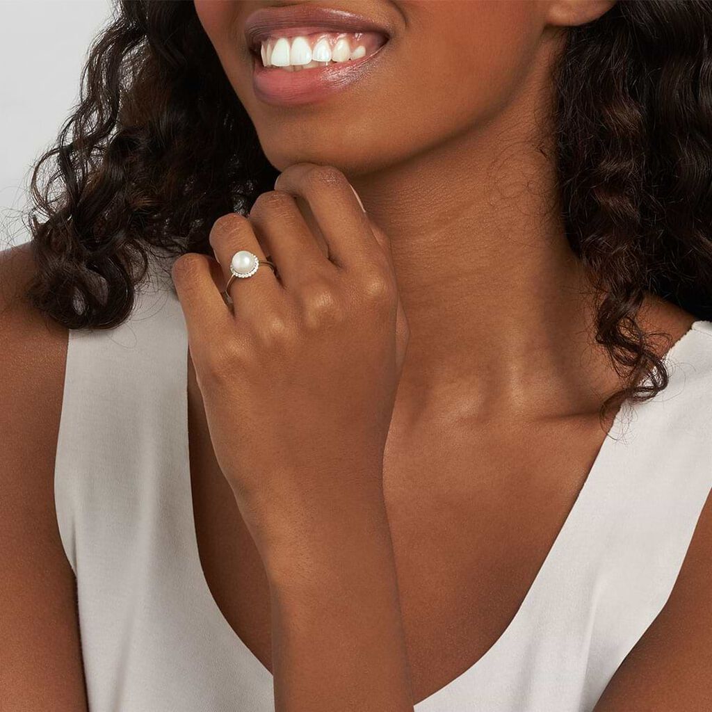 Anello Fantasia Silver Pearls Argento Rodiato Perla sintentica Cubic Zirconia - Anelli con Pietre Donna | Stroili