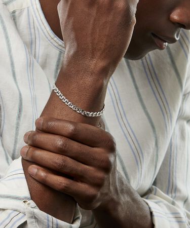 Bracciale Catena Gentleman Argento Rodiato