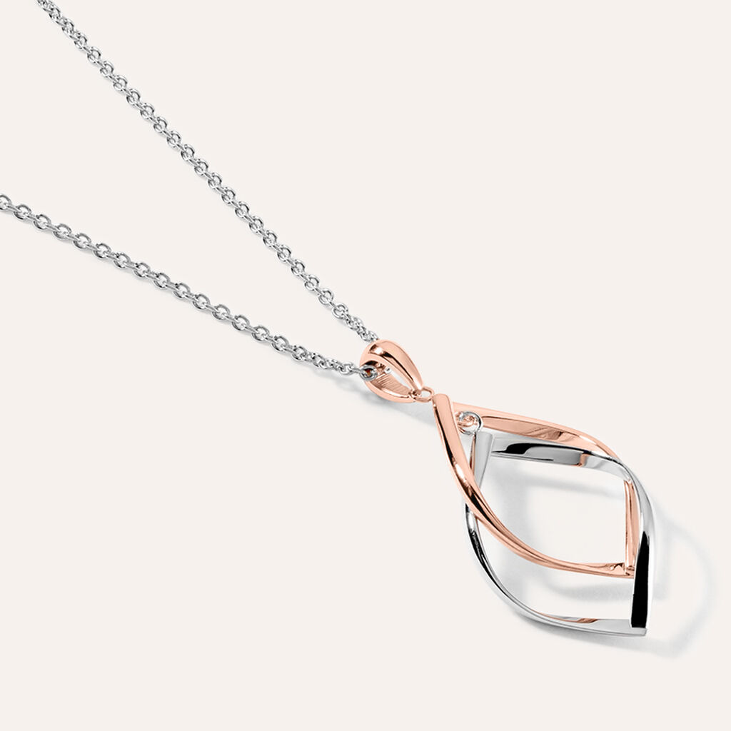 Collana Sunrise Acciaio Bicolore Bianco / Rosa