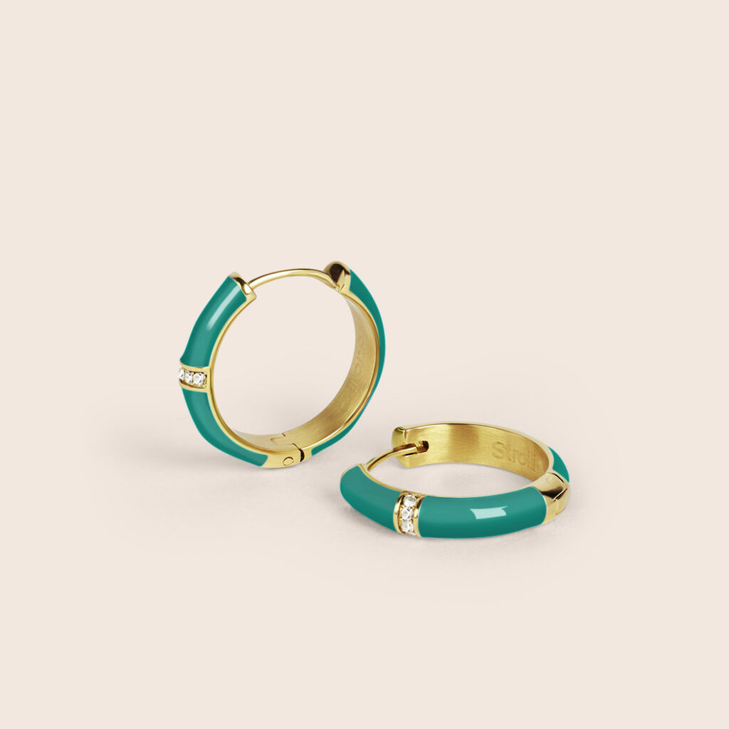 Orecchini A Cerchio Lady Sweet Acciaio Dorato Cristallo