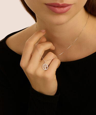 Pendente Po&egrave;me Oro Bianco Cubic Zirconia