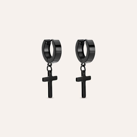 Orecchini A Cerchio Man Code Acciaio Nero - Orecchini a Cerchio Uomo | Stroili