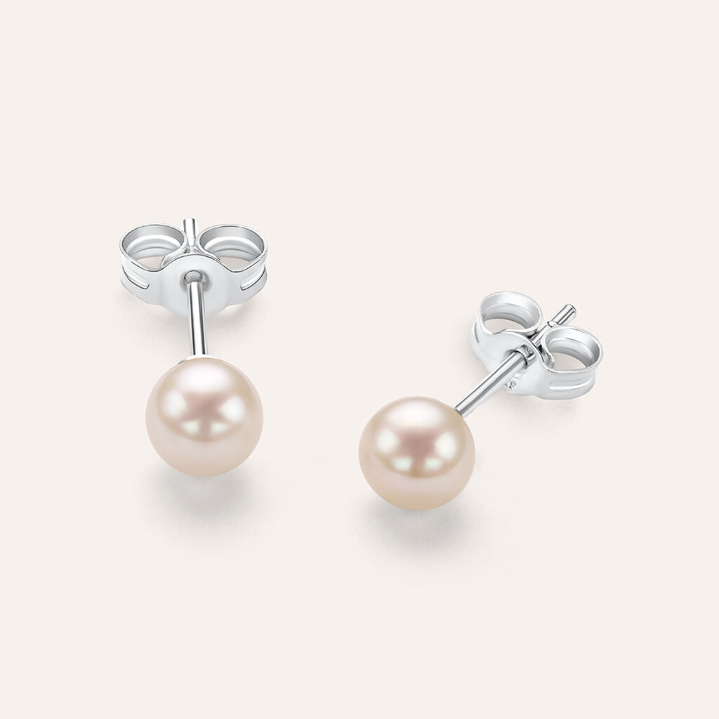 Orecchini Lobo Gabrielle Oro Bianco Perla D'Acqua Dolce - Orecchini a Lobo Donna | Stroili