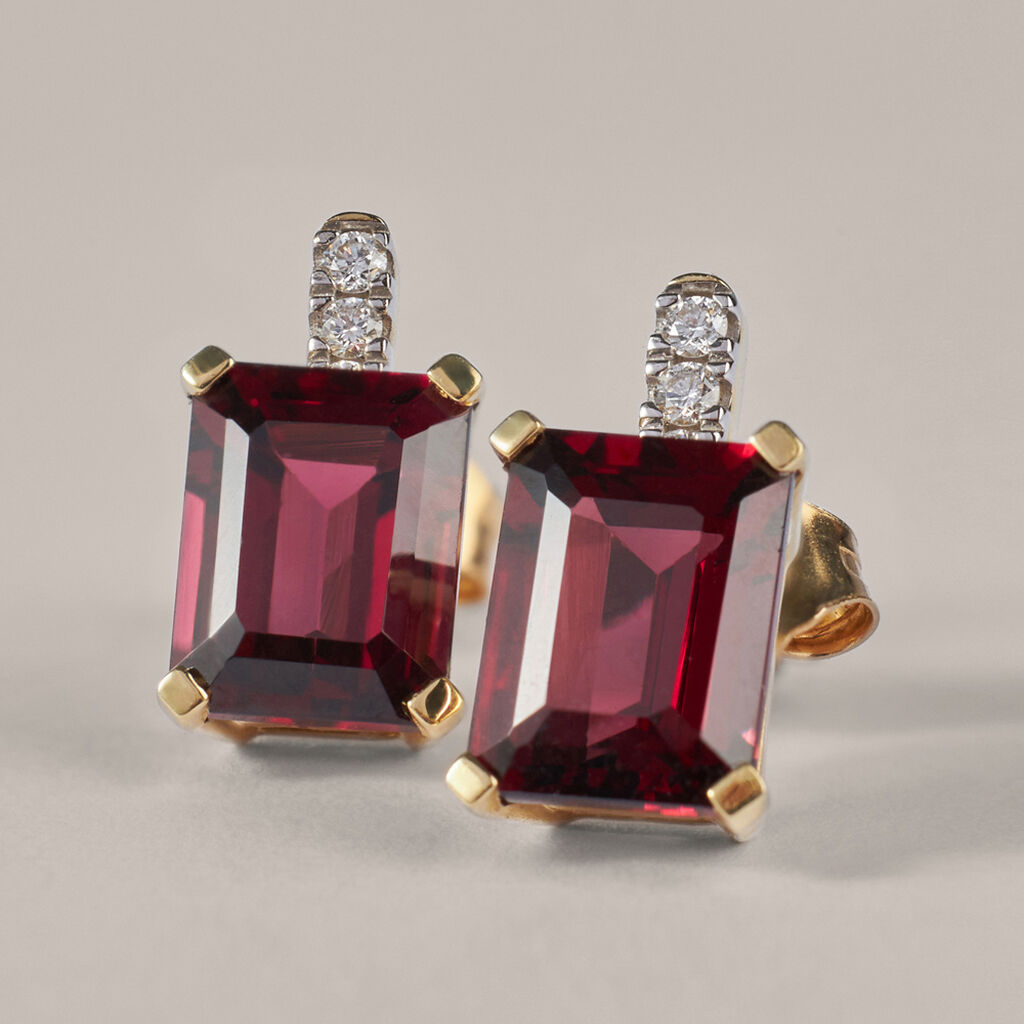 Orecchini Lobo Jasmine Oro Giallo Rodolite Diamante - Orecchini a Lobo Donna | Stroili