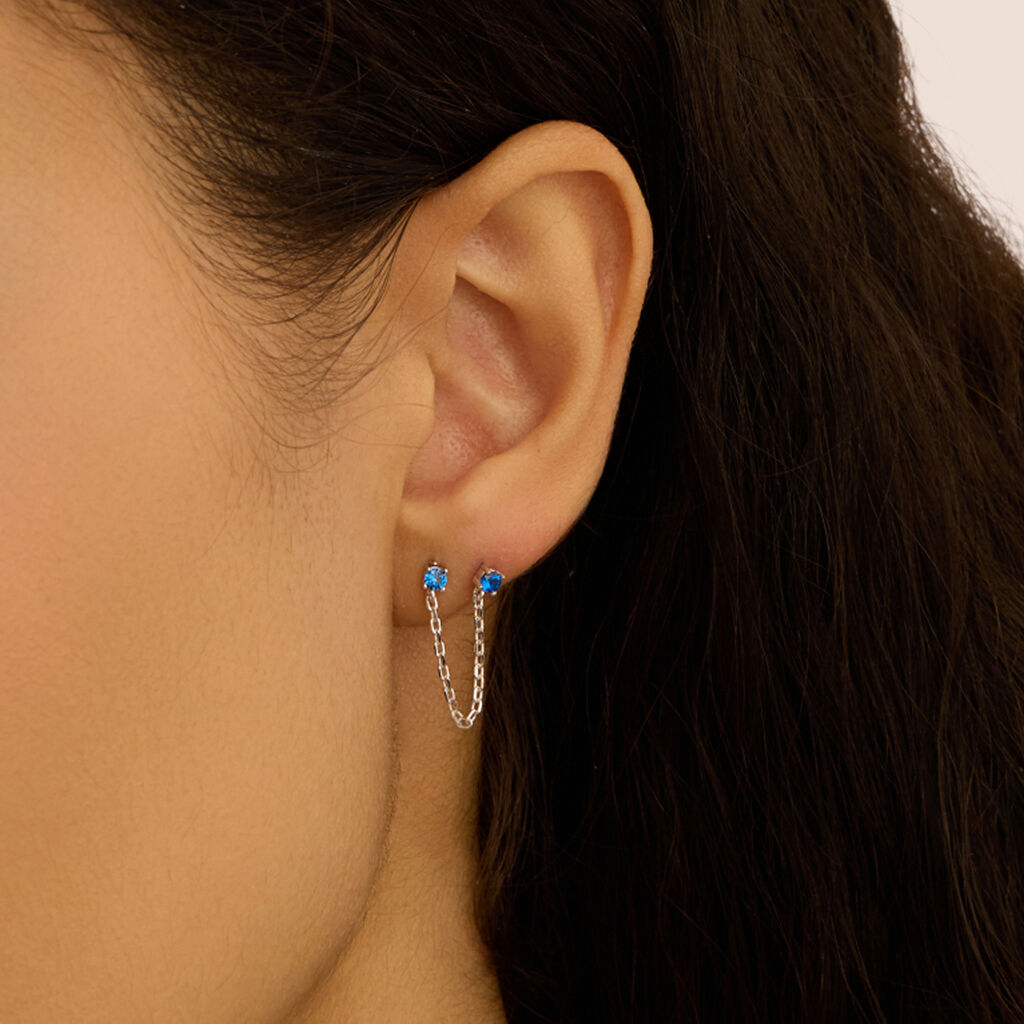 Mono Orecchino Lobo Punto Luce Silver Rainbow Argento Rodiato Cubic Zirconia