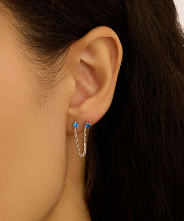Mono Orecchino Lobo Punto Luce Silver Rainbow Argento Rodiato Cubic Zirconia