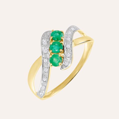 Anello Trilogy Charlotte Oro Giallo Smeraldo Diamante - Anelli con Pietre Donna | Stroili