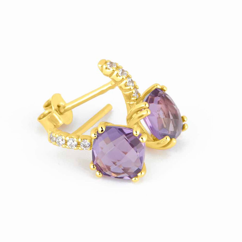 Orecchini Lobo Punto Luce Amélie Oro Giallo Ametista Cubic Zirconia - Orecchini a Lobo Donna | Stroili