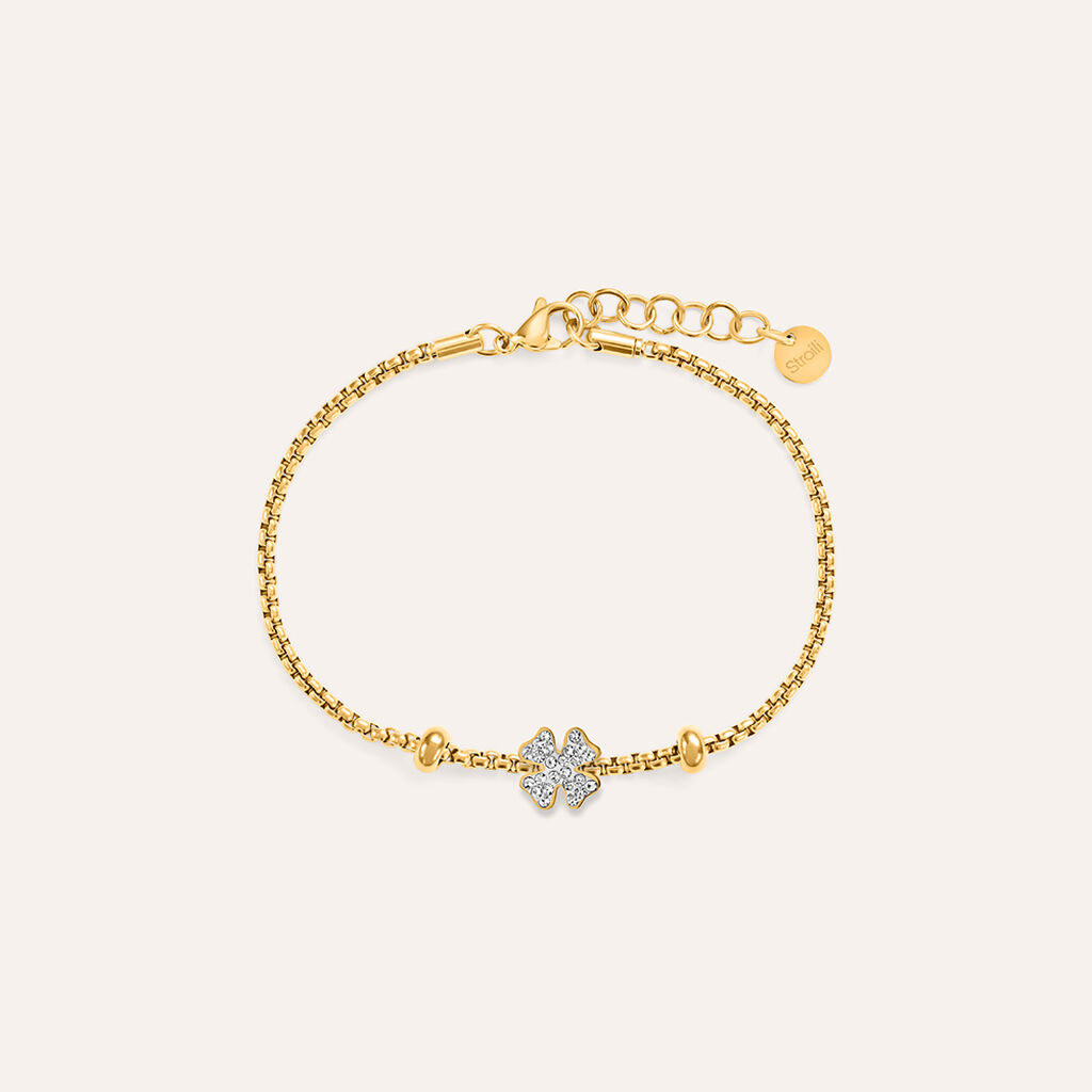 Bead Essential Code Acciaio Dorato Cristallo