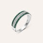 Anello Fascia Elizabeth Crown Oro Bianco Smeraldo Diamante