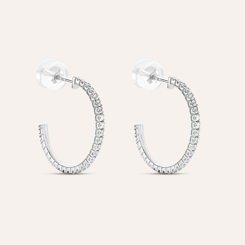 Orecchini A Cerchio Claire Oro Bianco Cubic Zirconia