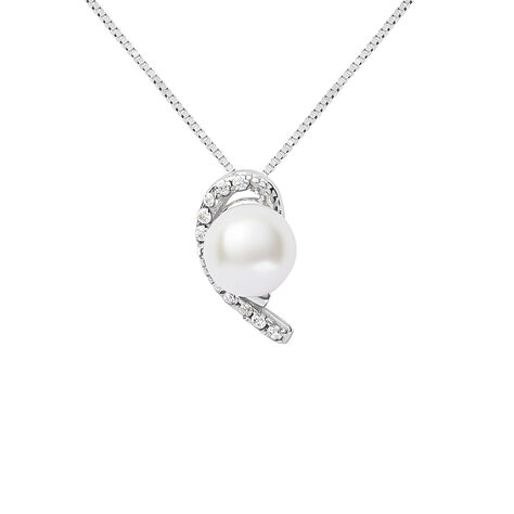 Collana Gabrielle Oro Bianco Perla D'Acqua Dolce Cubic Zirconia - Collane Donna | Stroili