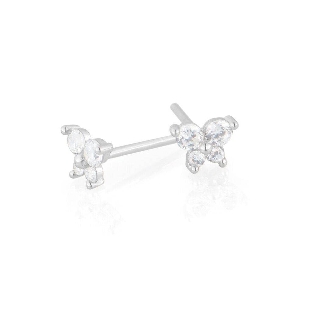 Orecchini Lobo Bon Ton Oro Bianco Cubic Zirconia - Orecchini a Lobo Donna | Stroili
