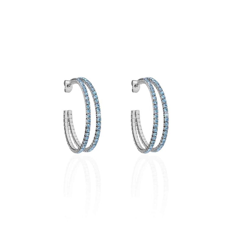 Orecchini a cerchio in metallo rodiato e cristalli - Orecchini a Cerchio Donna | Stroili