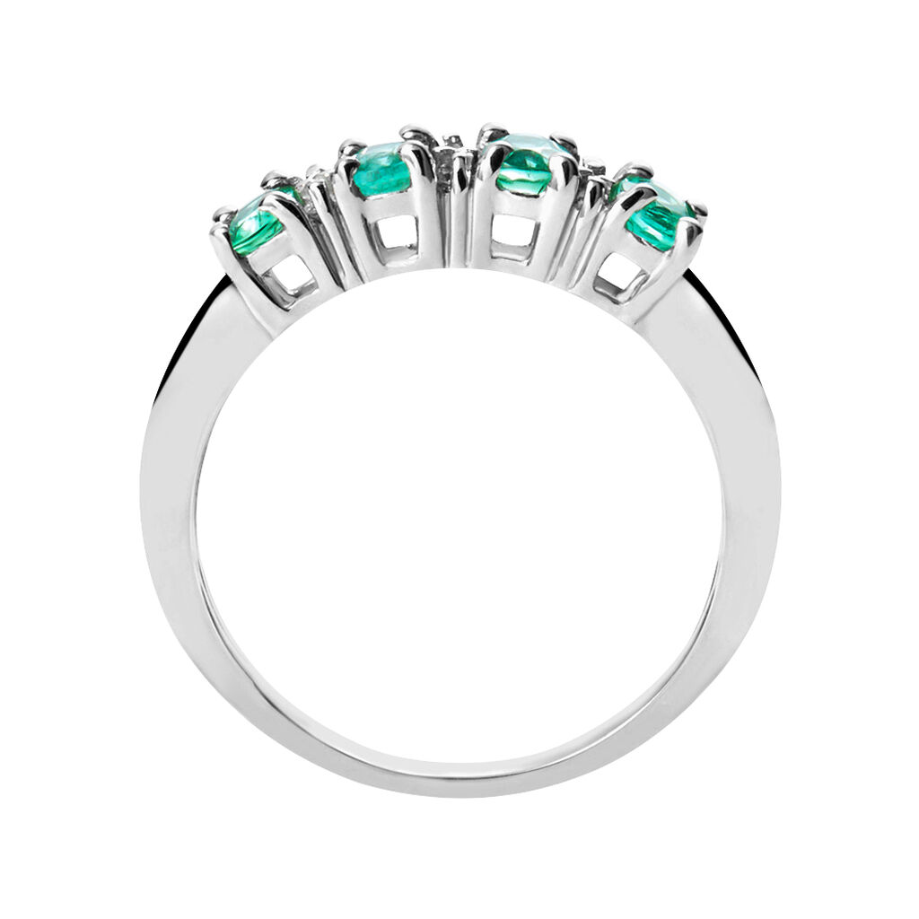 Anello Riviere Elizabeth Crown Oro Bianco Smeraldo Diamante - Anelli Riviere Donna | Stroili