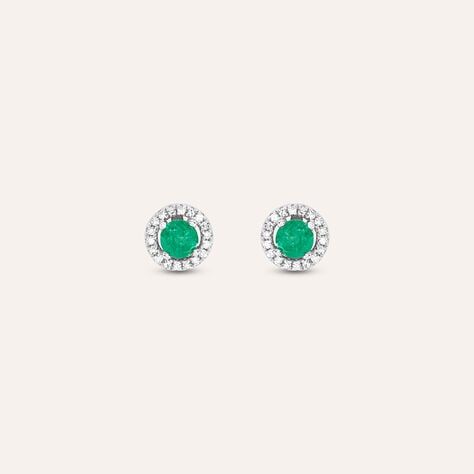 Orecchini Lobo Punto Luce Charlotte Oro Bianco Smeraldo Diamante - Orecchini a Lobo Donna | Stroili