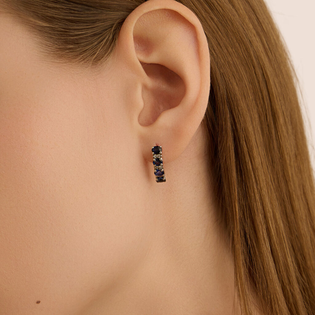 Orecchini Pendenti Charlotte Oro Bianco Zaffiro Diamante