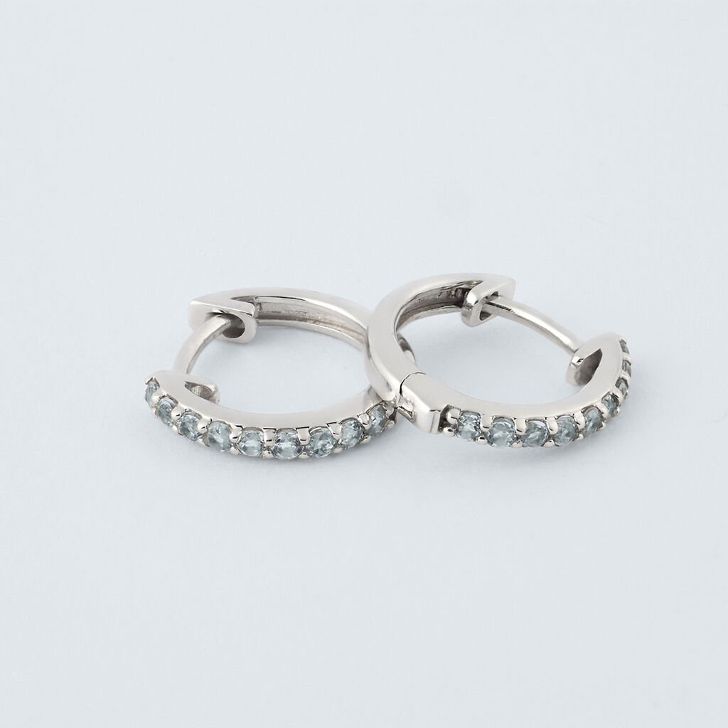 Orecchini A Cerchio Am&eacute;lie Oro Bianco Topazio