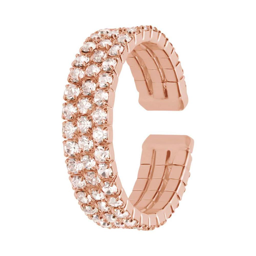 Anello a fascia regolabile rosato e strass multifilo