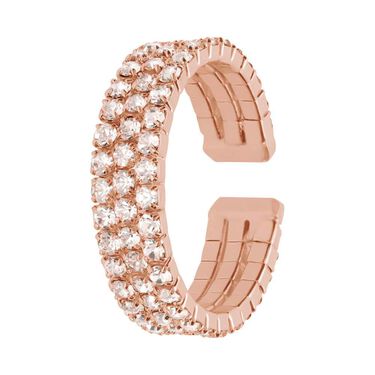 Anello a fascia regolabile rosato e strass multifilo