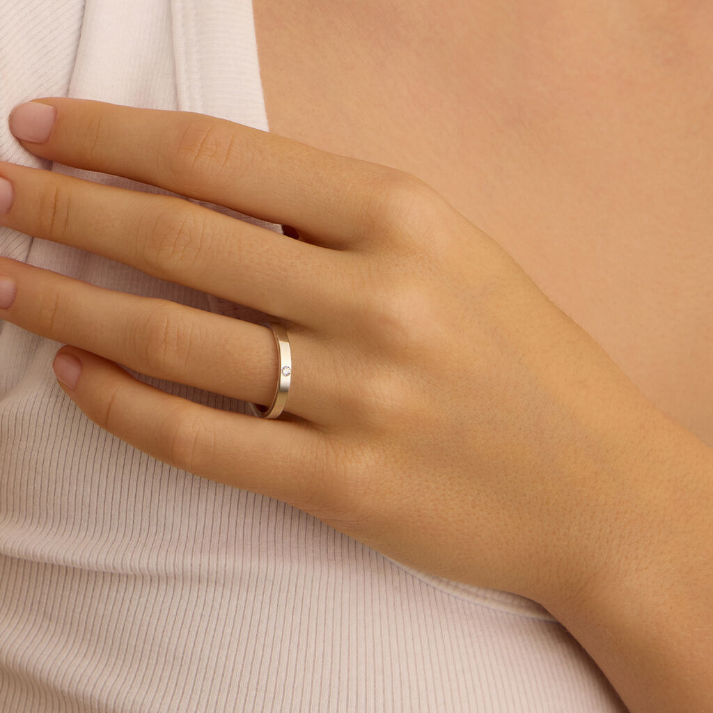 Fede Comoda Squadrata 2.5 mm Oro Bianco Diamante