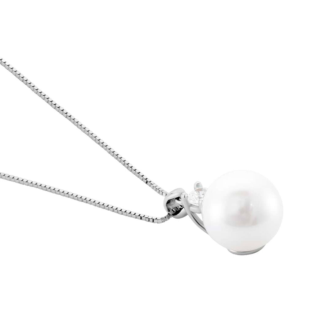 Collana Gabrielle Oro Bianco Perla D'Acqua Dolce Cubic Zirconia - Collane Donna | Stroili