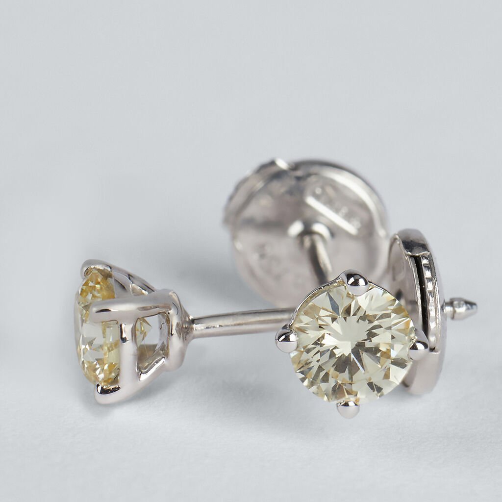 Orecchini Lobo Punto Luce Diamade Oro Bianco Diamante Lab-Grown