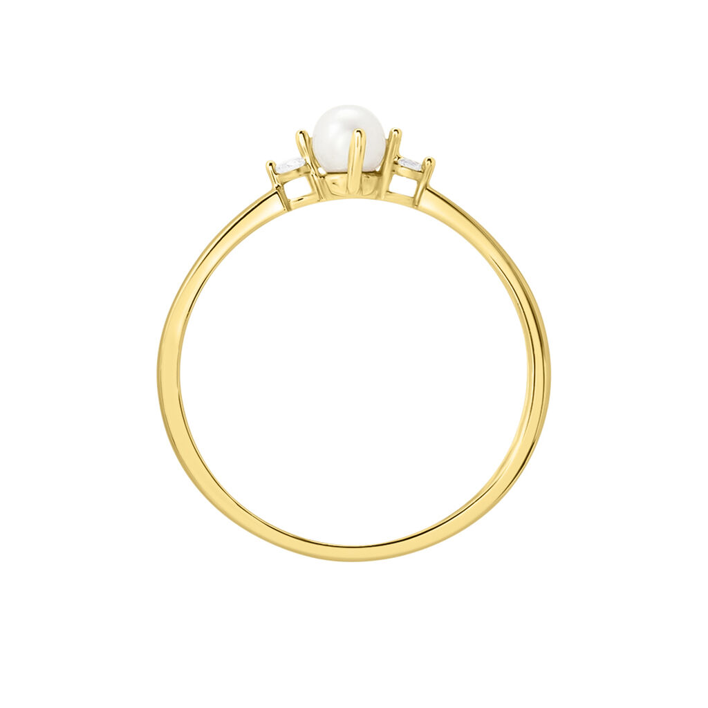Anello Solitario Gabrielle Precious Oro Giallo Perla D'Acqua Dolce Diamante