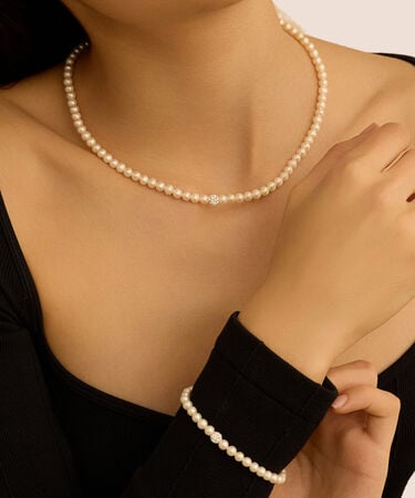 Bracciale Gabrielle Oro Bianco Perla D'Acqua Dolce Cristallo