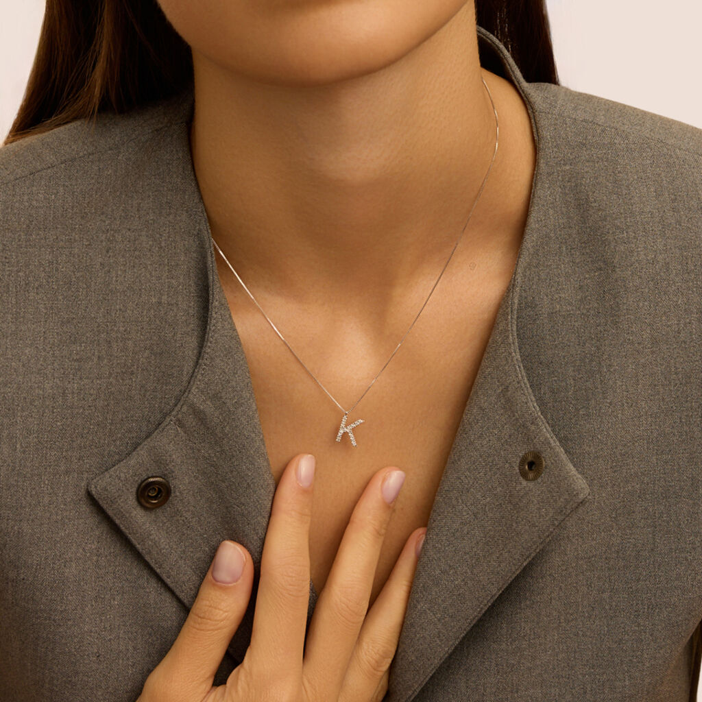 Collana Diamond Letters Oro Bianco Diamante