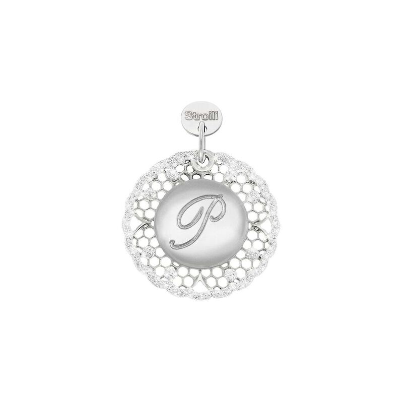 Lettera P. Charm in argento 925 rodiato e glitter - Charms  | Stroili