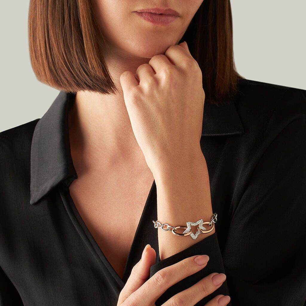 Bracciale Lady Phantasya Acciaio Bicolore Bianco / Rosa Cristallo - Bracciali Donna | Stroili
