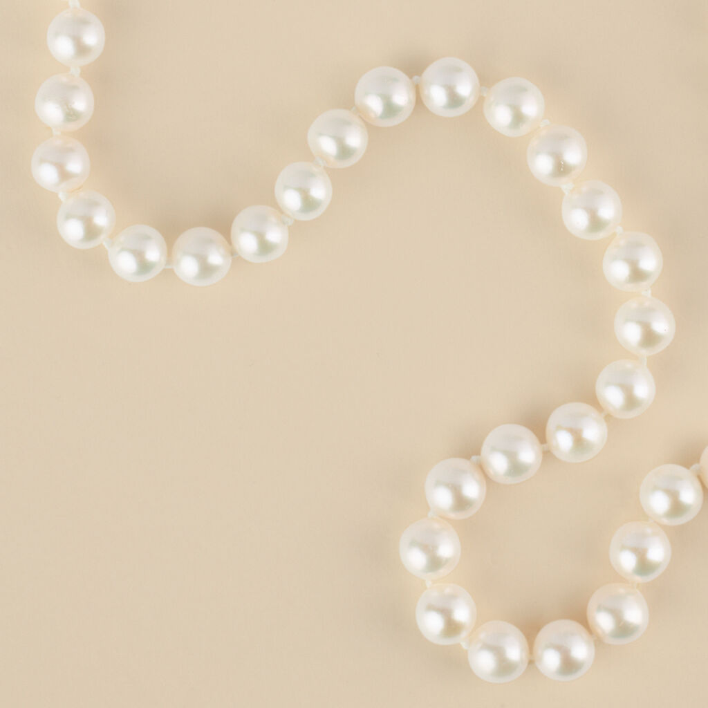 Collana Gabrielle Oro Bianco Perla D'Acqua Dolce Cubic Zirconia