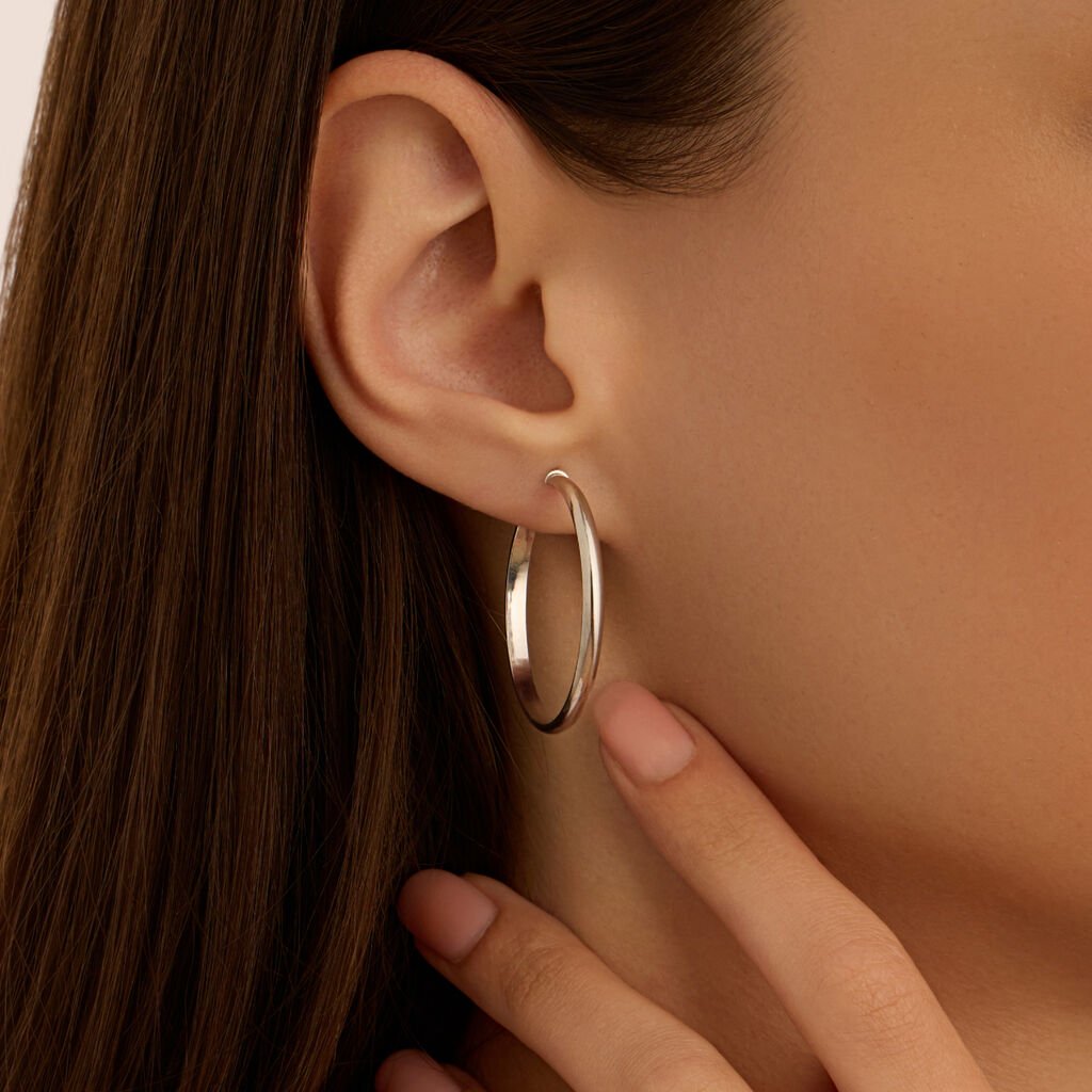 Orecchini A Cerchio Toujours Oro Bianco - Orecchini a Cerchio Donna | Stroili