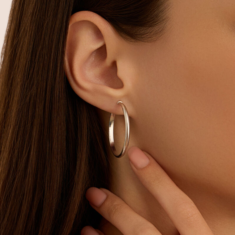 Orecchini A Cerchio Toujours Oro Bianco - Orecchini a Cerchio Donna | Stroili