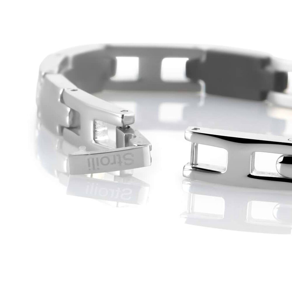 Bracciale Man Code Acciaio Bicolore Bianco / Nero Cubic Zirconia - Bracciali Uomo | Stroili