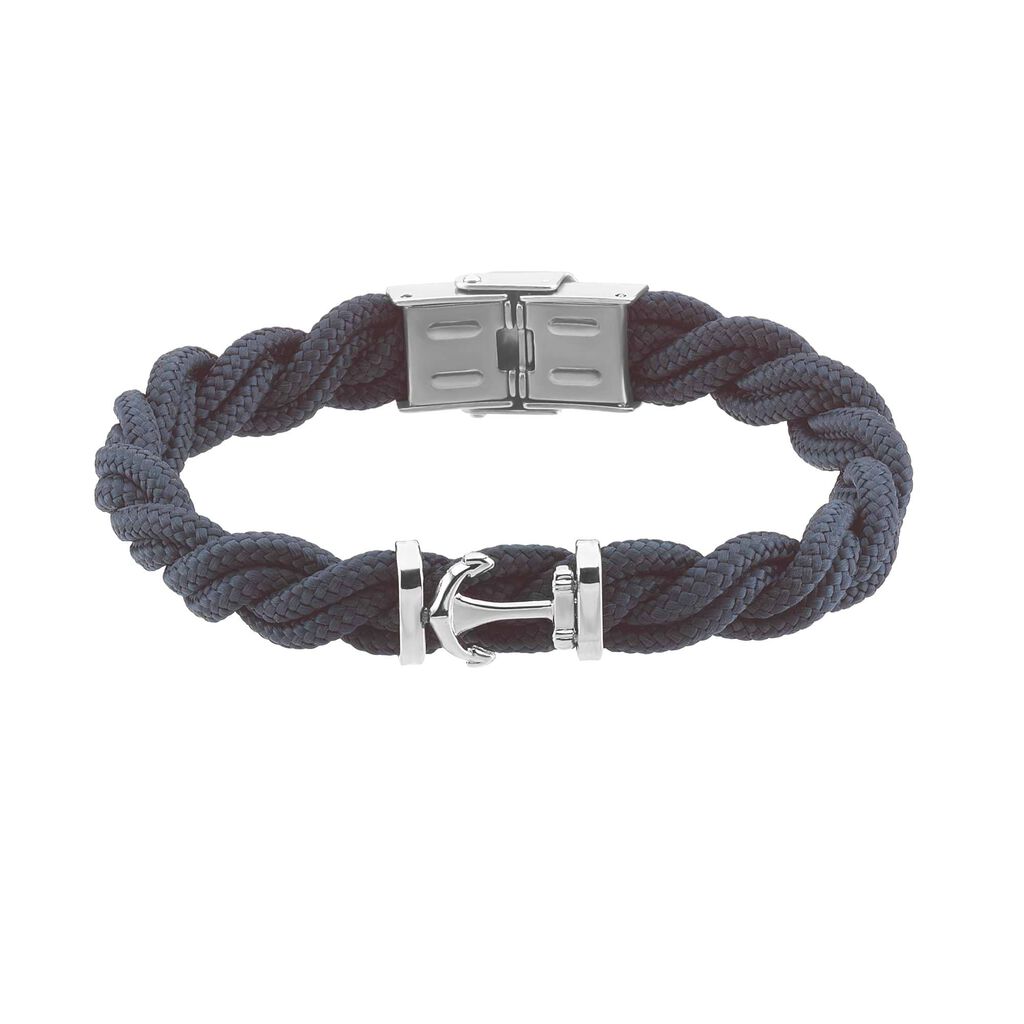Bracciale Ancora in acciaio e corda - Bracciali Uomo | Stroili