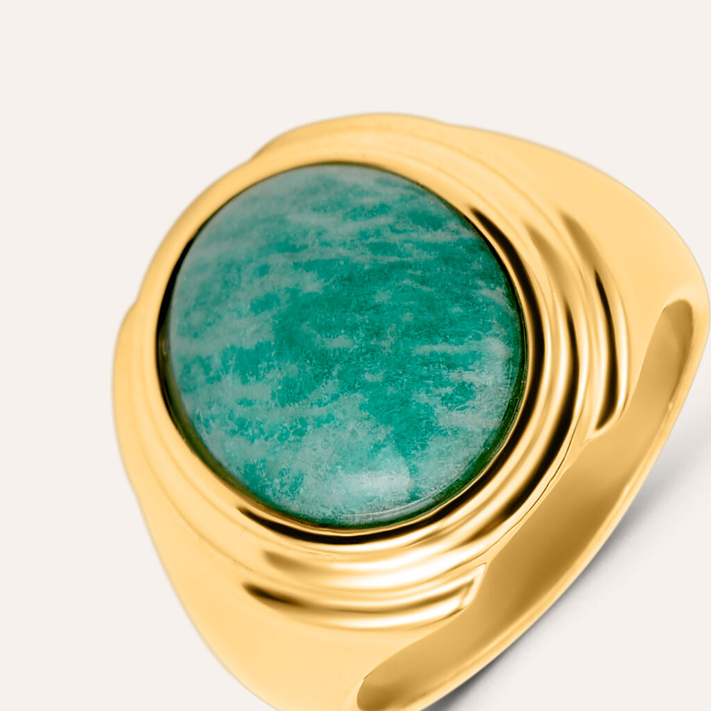 Anello Fascia Radiance Acciaio Dorato Amazzonite
