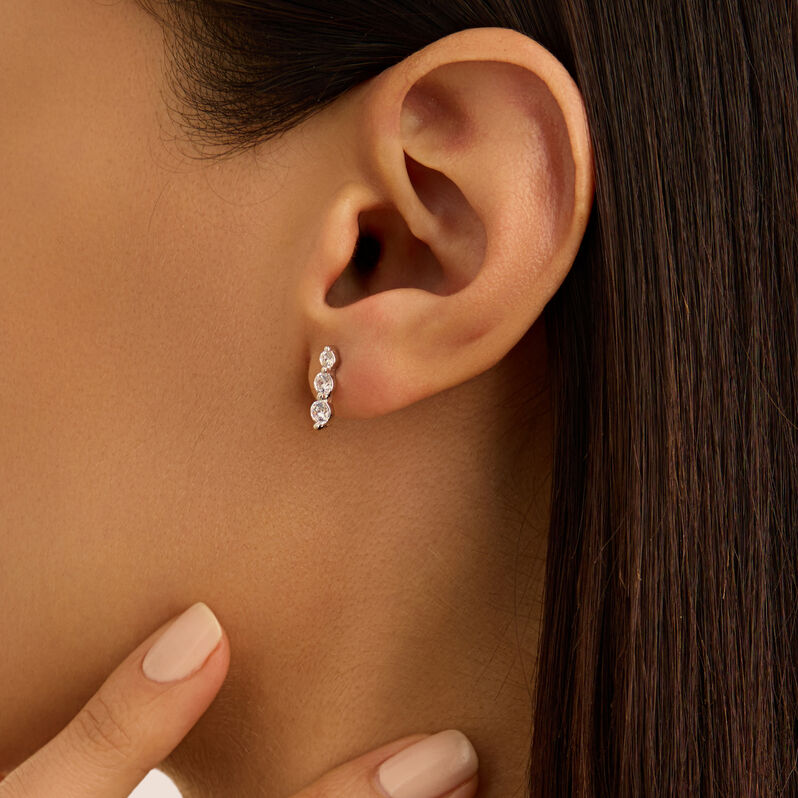 Orecchini Lobo Trilogy Silver Elegance Argento Rodiato Cubic Zirconia - Orecchini a Lobo Donna | Stroili