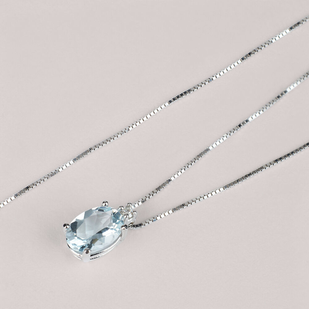 Qings Collana Argento 925 Con Ciondolo Koi E Acquamarina - Gioiello Portafortuna Per Donna