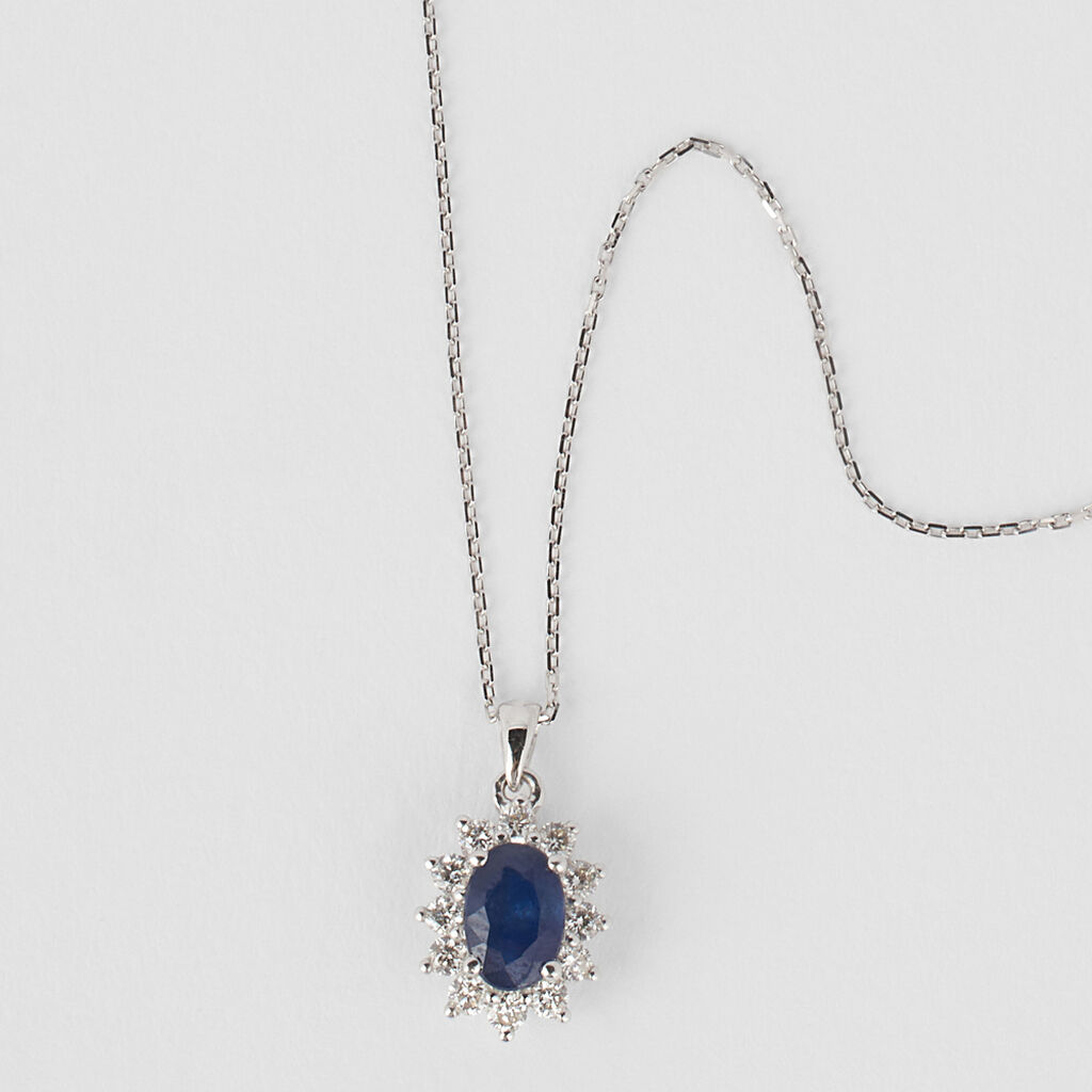Collana Charlotte Oro Bianco Zaffiro Diamante - Collane Donna | Stroili