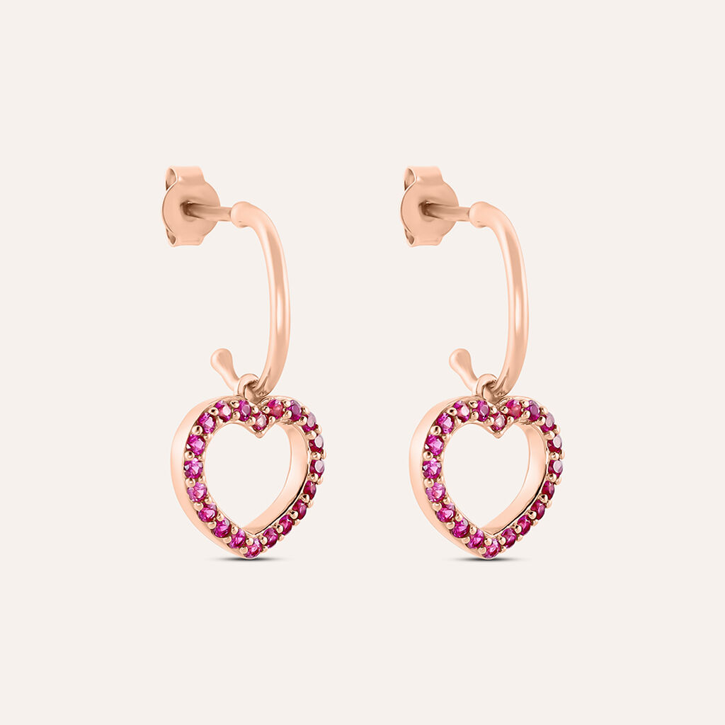 Orecchini A Cerchio Silver Rainbow Argento Rosa Cubic Zirconia