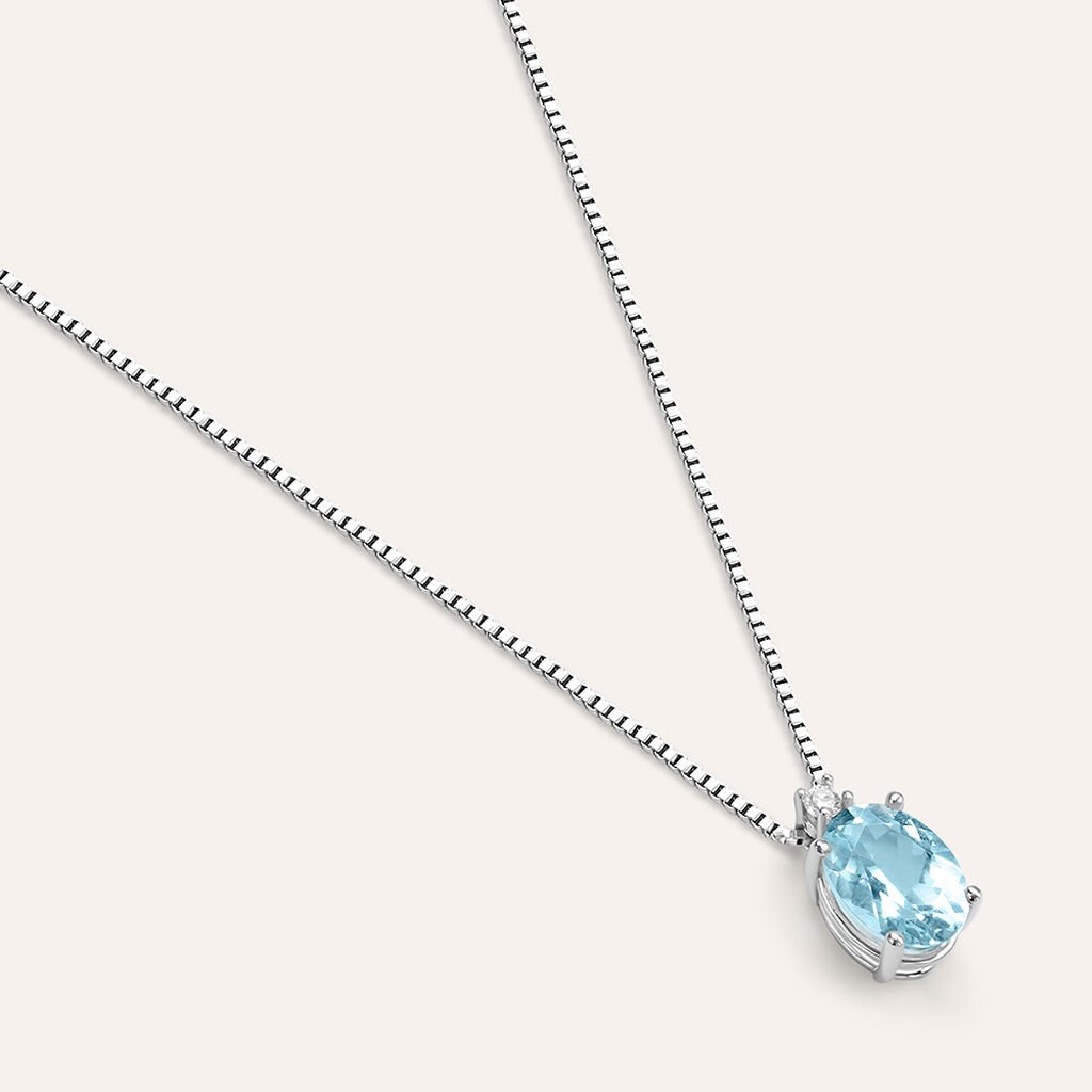 Collana Acquamarina Oro Bianco Acquamarina Diamante