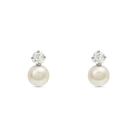 Orecchini Lobo Bon Ton Oro Bianco Perla D'Acqua Dolce Cubic Zirconia - Orecchini a Lobo Donna | Stroili