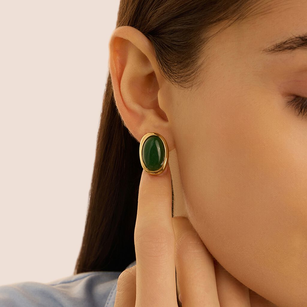 Orecchini Lobo Radiance Acciaio Dorato Avventurina