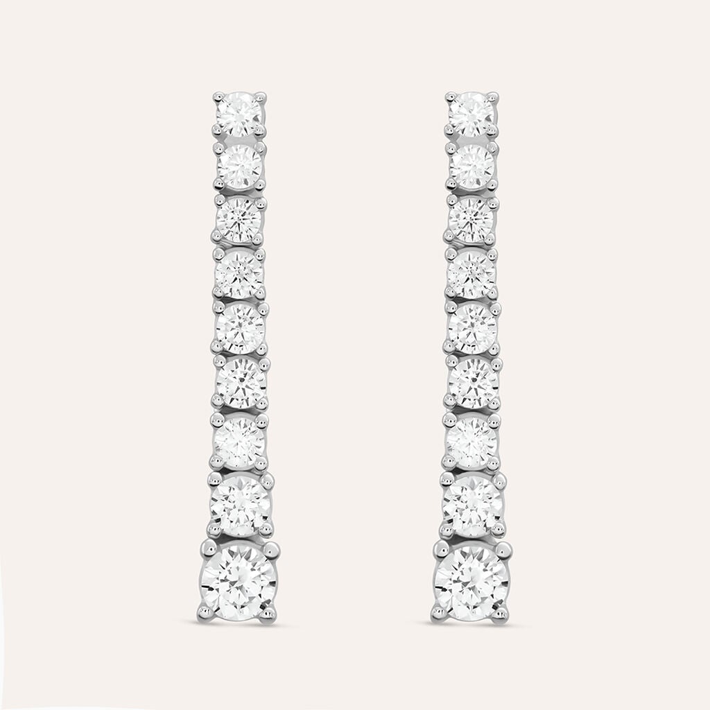 Orecchini Pendenti Tennis Claire Oro Bianco Cubic Zirconia