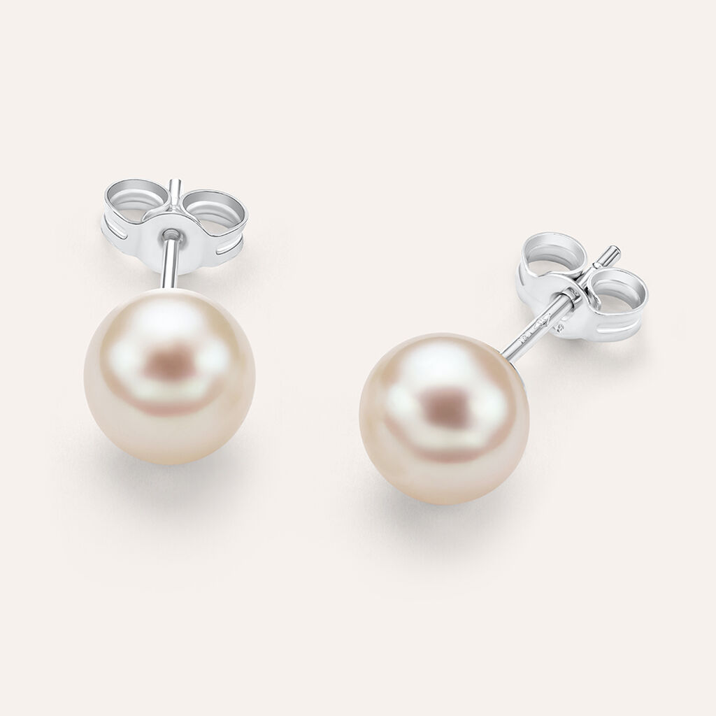 Orecchini Lobo Gabrielle Oro Bianco Perla D'Acqua Dolce - Orecchini a Lobo Donna | Stroili