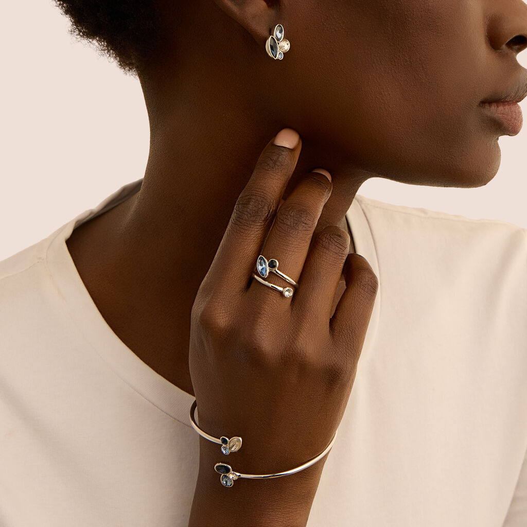 Orecchini Lobo Violet Ottone Cristallo